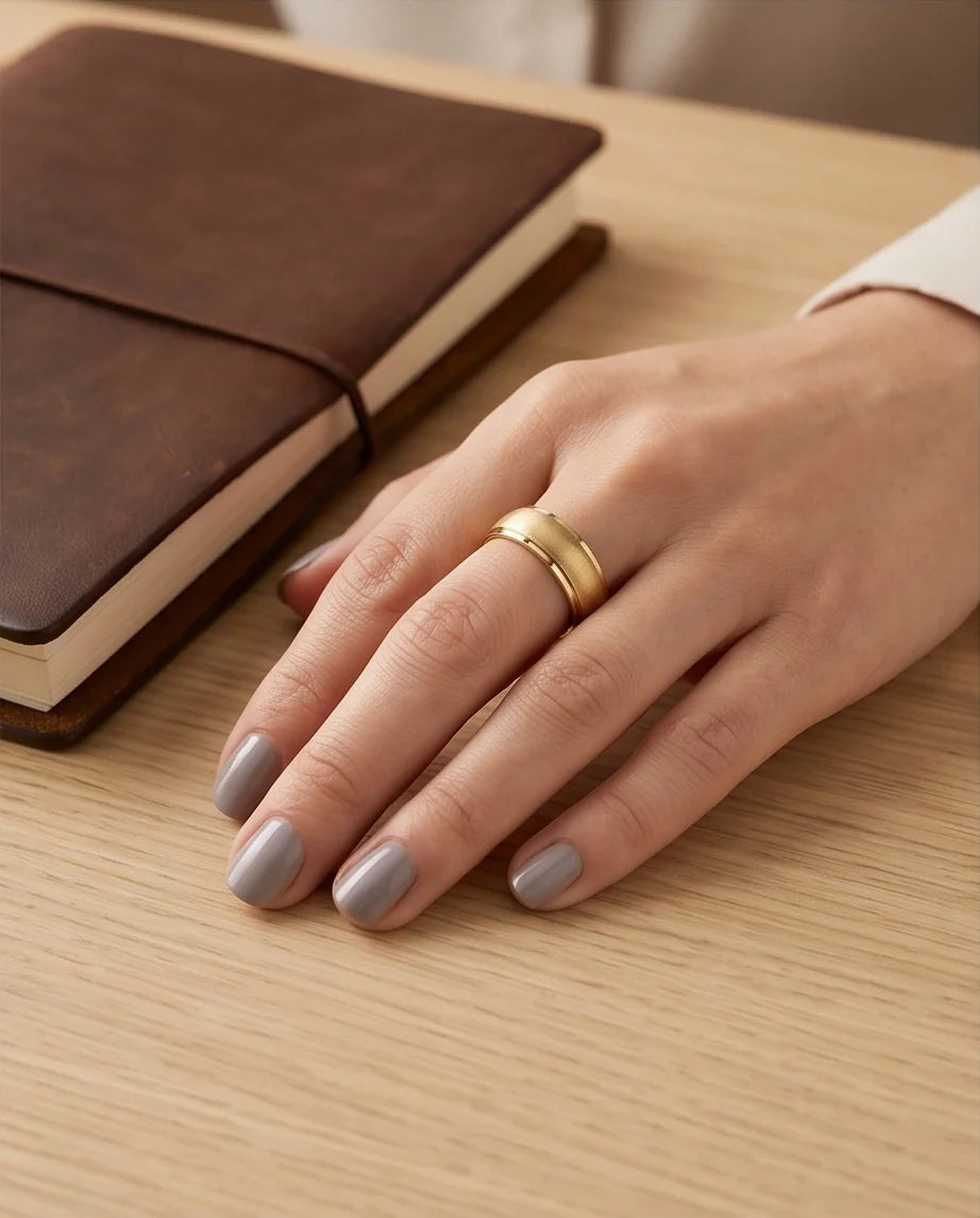 Classic Brushed Gold Band Ring