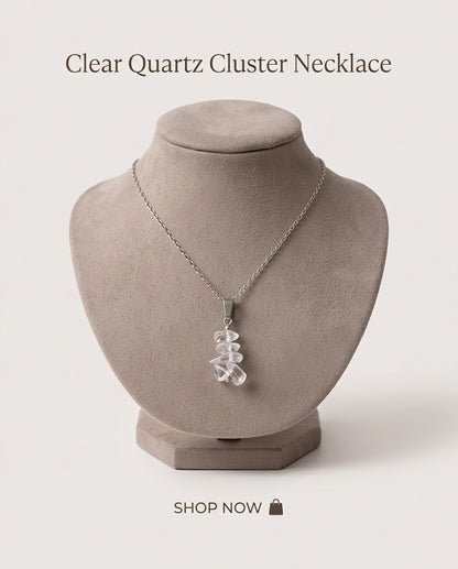 Silver Stacked Raw Clear Quartz Chip Stone Pendant Necklace