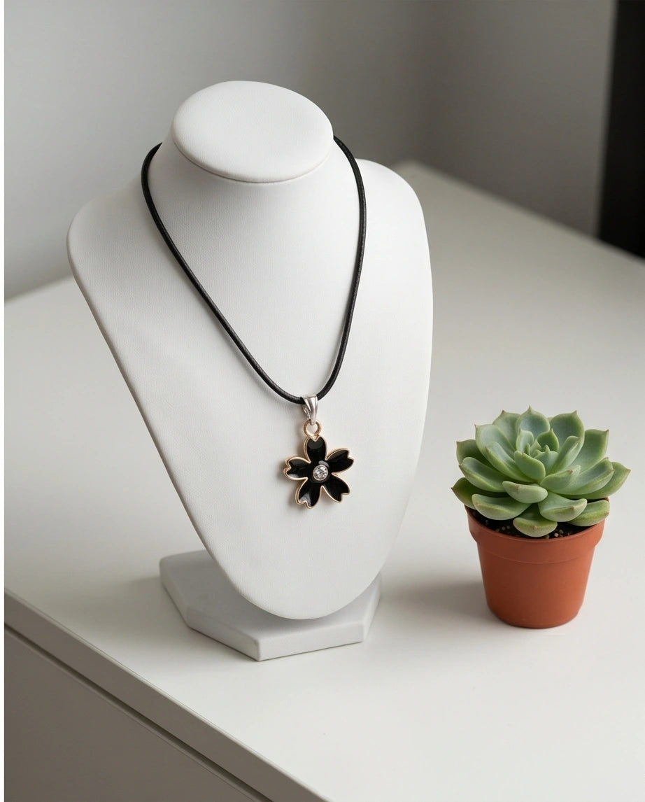 Gold and Black Cherry Blossom Necklace
