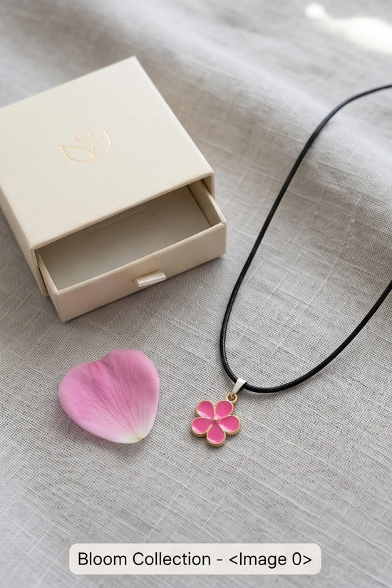 Gold and Pink Flower Pendant Necklace