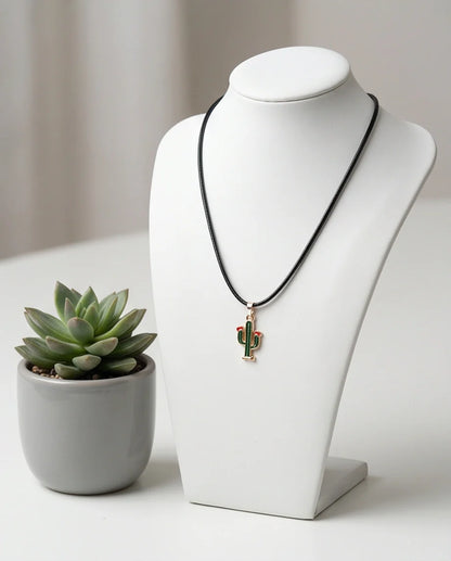 Gold and Green Blooming Cactus Necklace
