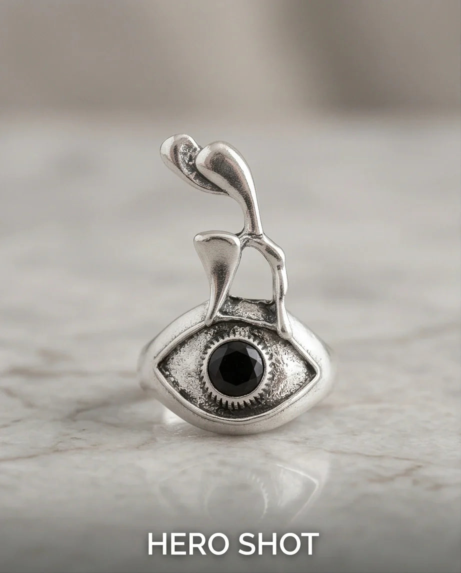 Gothic Evil Eye Abstract Figural Ring