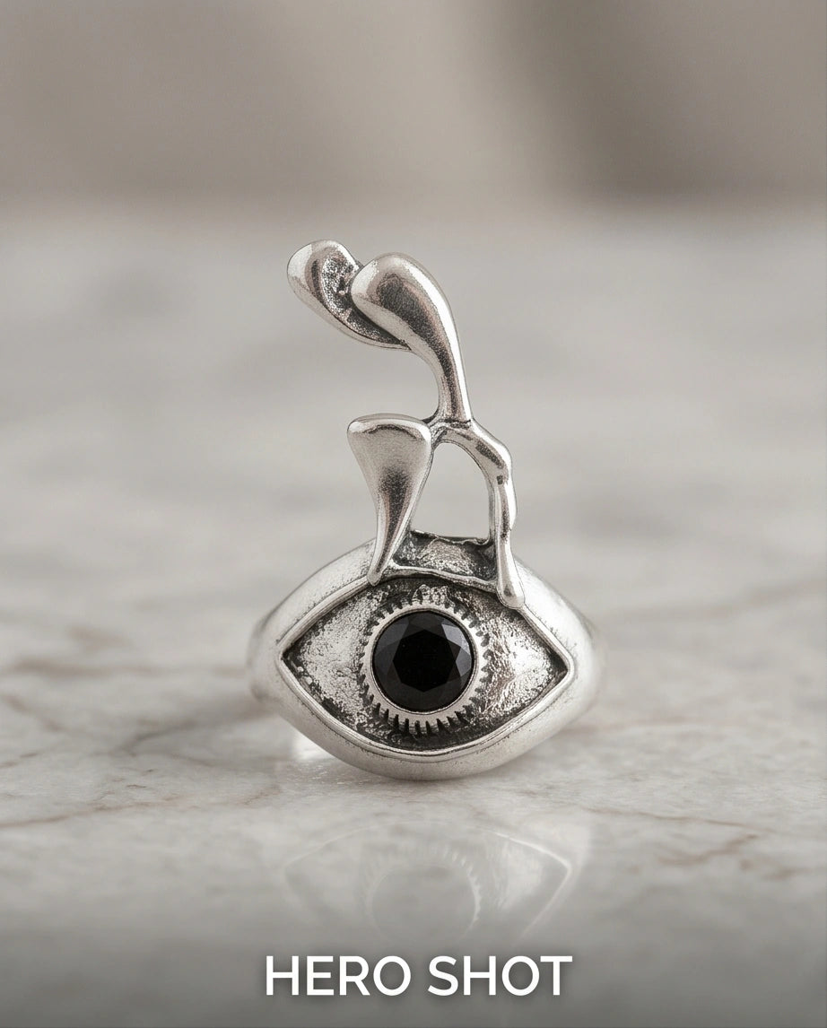Gothic Evil Eye Abstract Figural Ring