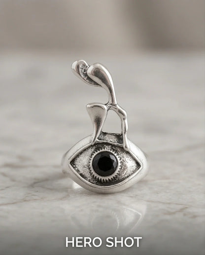 Gothic Evil Eye Abstract Figural Ring
