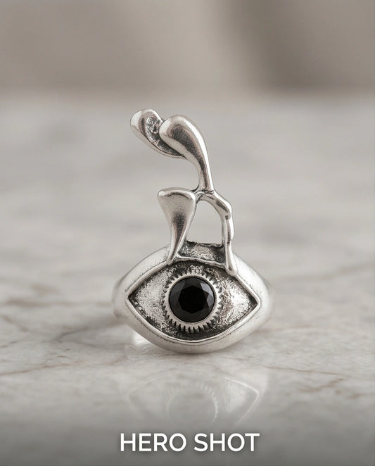 Gothic Evil Eye Abstract Figural Ring