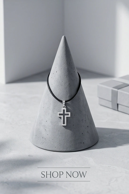 Silver Open Cross Pendant Necklace