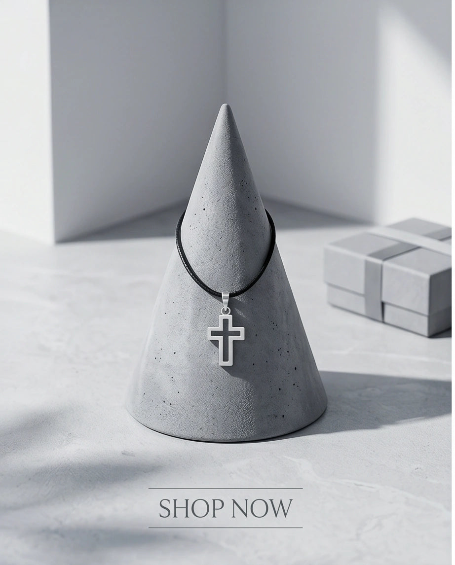 Silver Open Cross Pendant Necklace