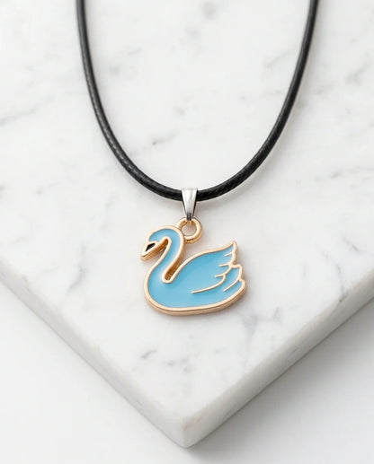 Gold and Turquoise Blue Swan Necklace