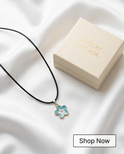 Gold and Pastel Blue Blossom Necklace