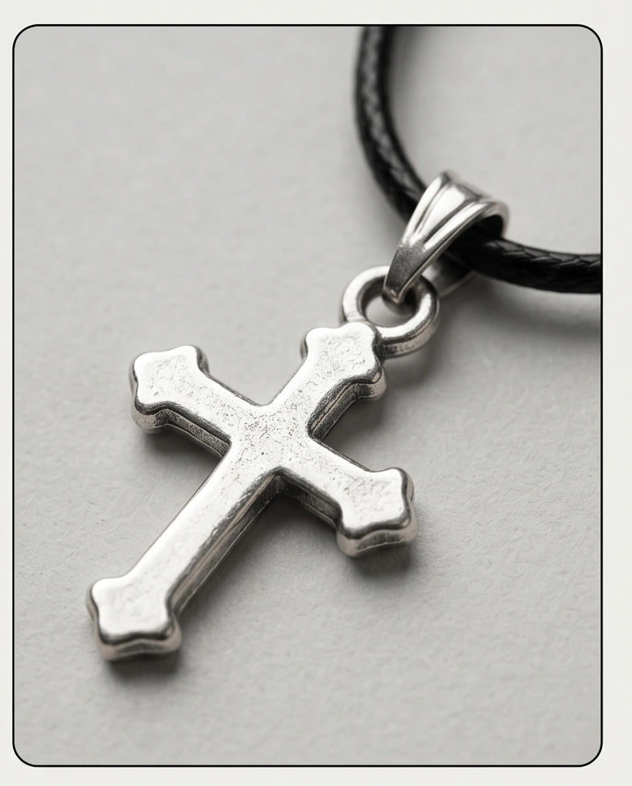 Silver Gothic Flared Cross Necklace