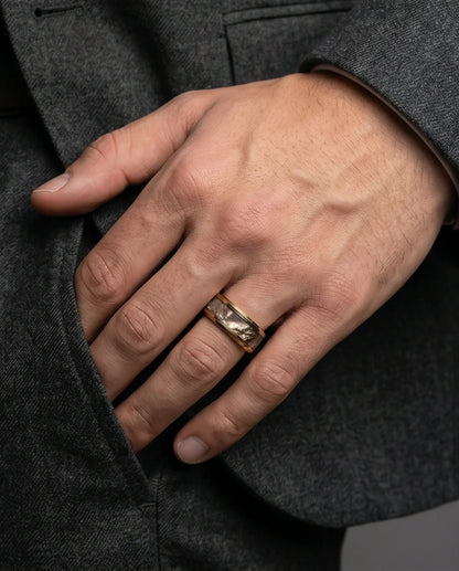 Gold Camouflage Textured Band Ring