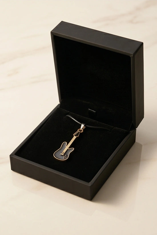 Gold and Black Electric Guitar Necklace