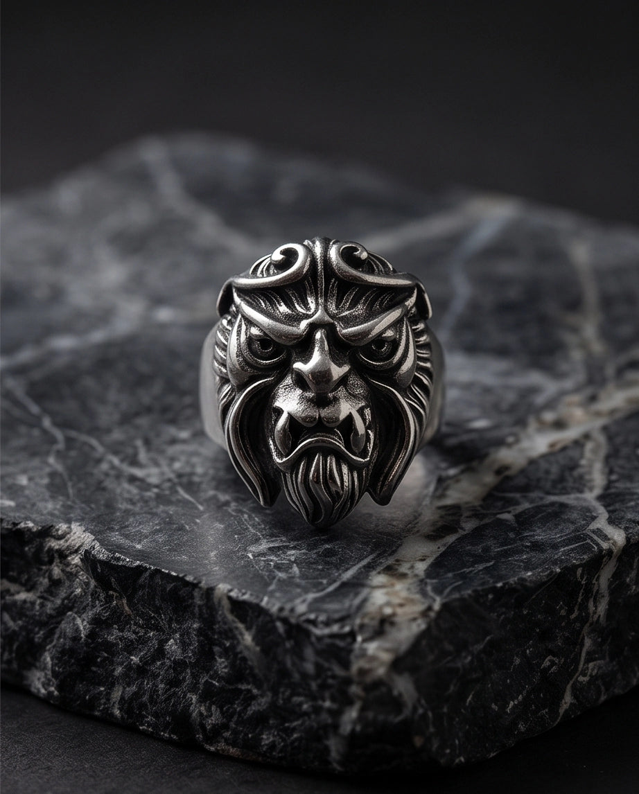 Celestial Sunburst Guardian Lion Ring