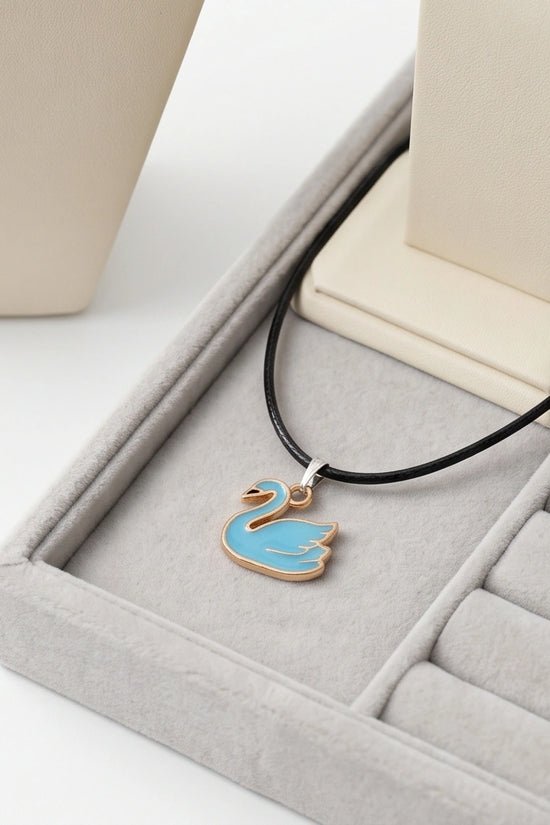 Gold and Turquoise Blue Swan Necklace