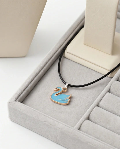 Gold and Turquoise Blue Swan Necklace