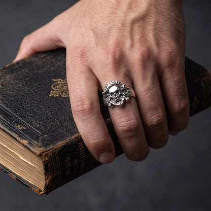 Crossbones Skull & Serpent Sculpted Ring