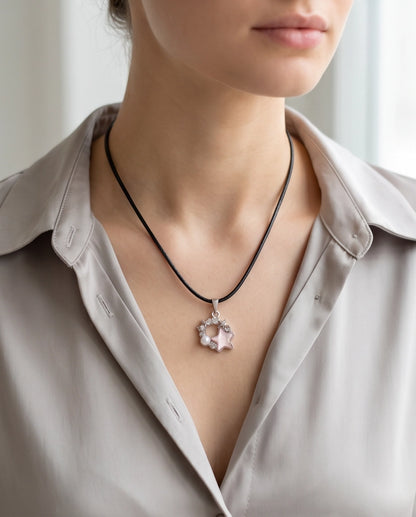 Celestial Pearl Star Wreath Cord Necklace