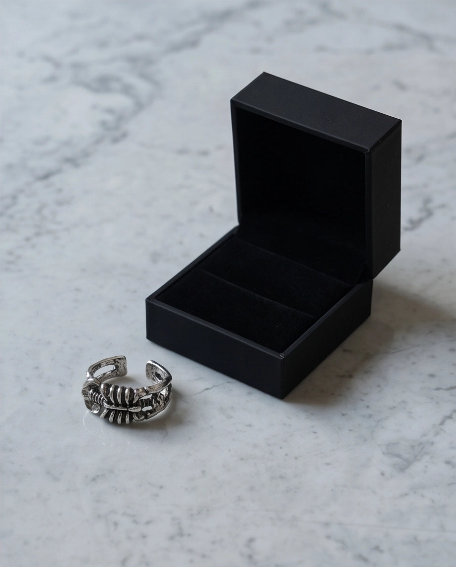 Oxidized Silver Skeleton Ribcage Ring