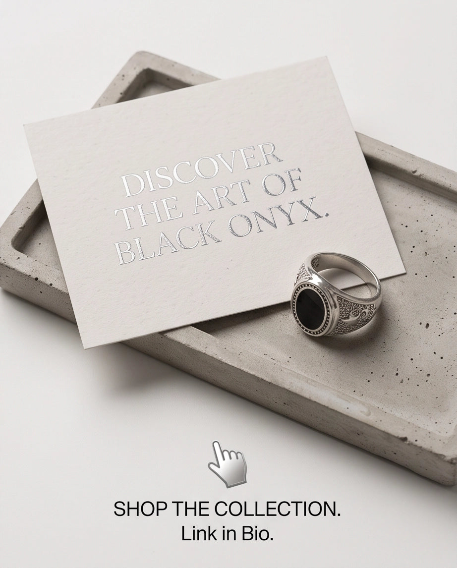 Celestial Oval Cabochon Starry-Night Stippled Silver Ring