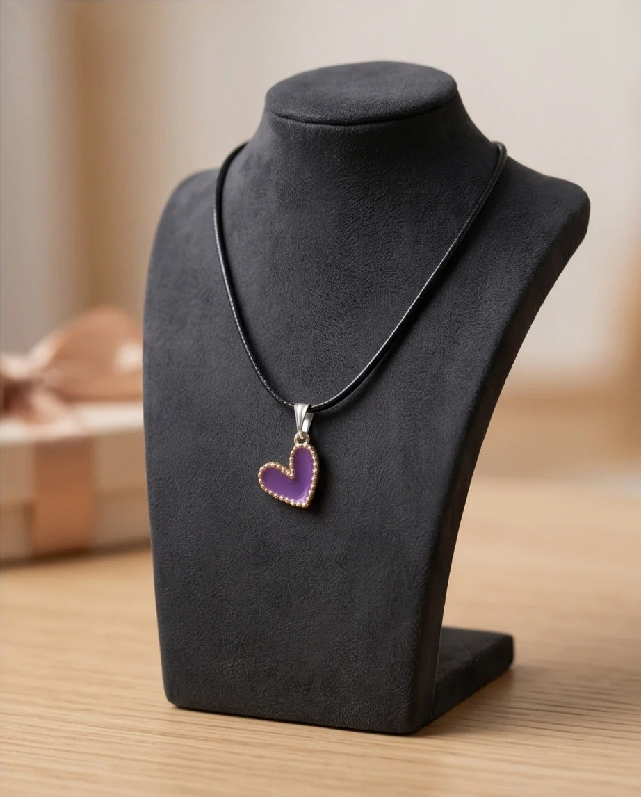 Whimsical Purple Heart Pendant