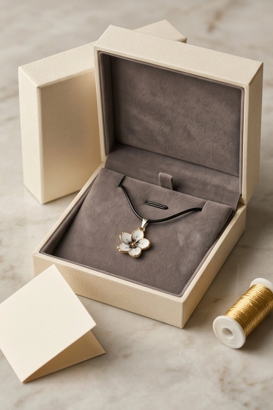 Gold and White Blossom Pendant Necklace