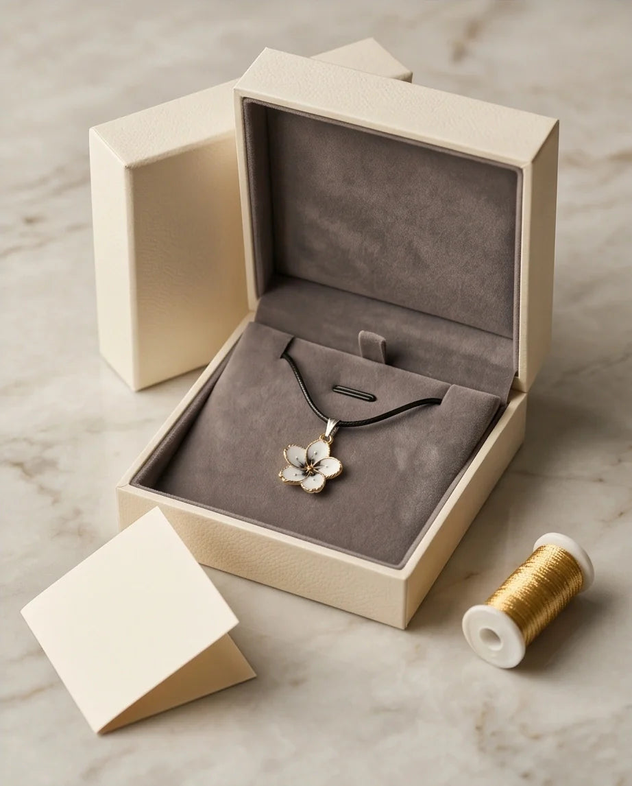 Gold and White Blossom Pendant Necklace