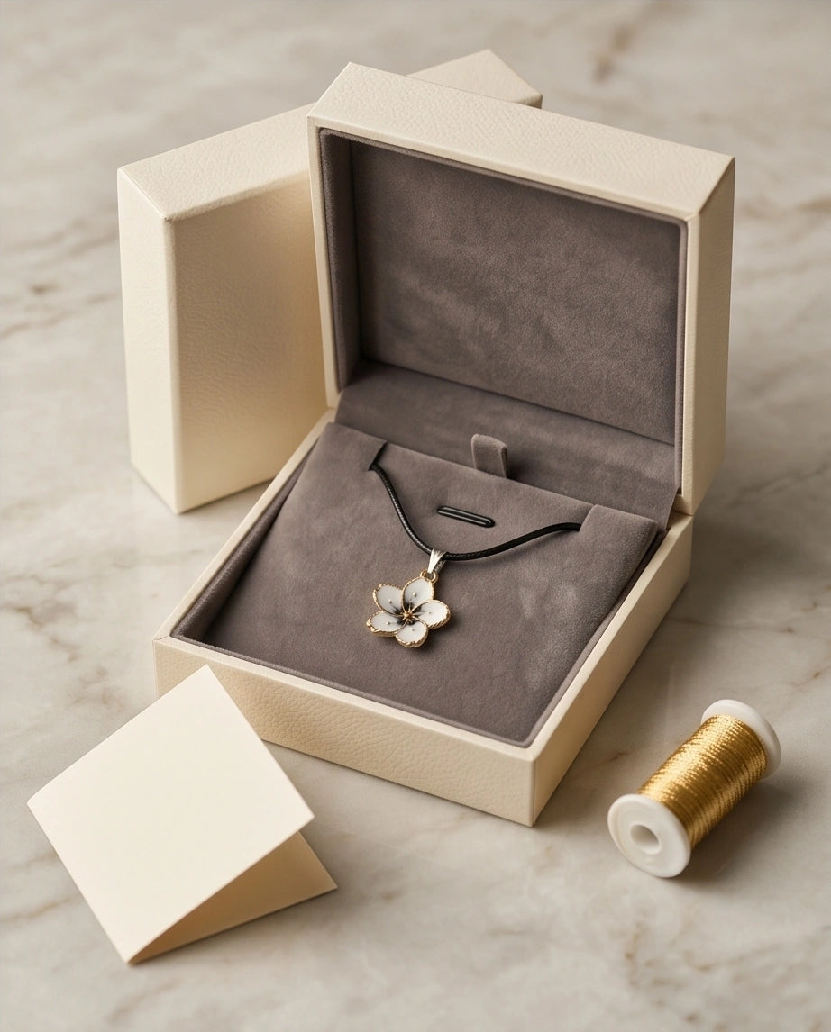 Gold and White Blossom Pendant Necklace