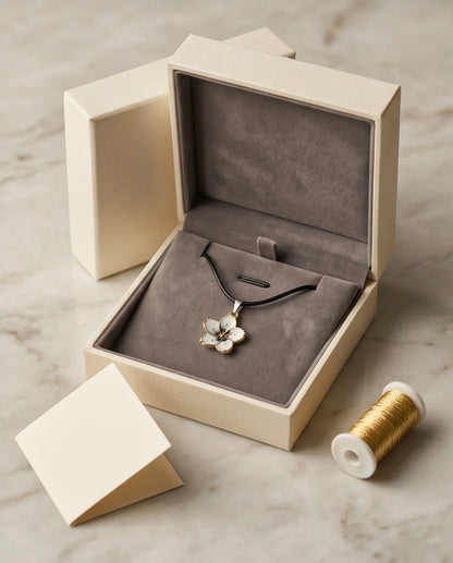 Gold and White Blossom Pendant Necklace