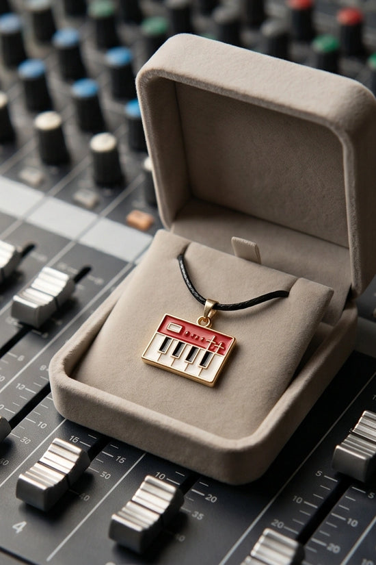 Gold and Red Synthesizer Keyboard Necklace