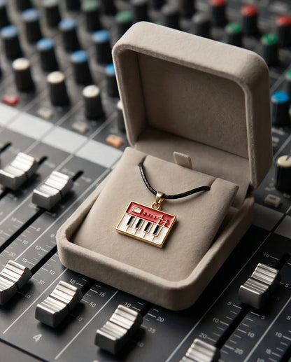 Gold and Red Synthesizer Keyboard Necklace