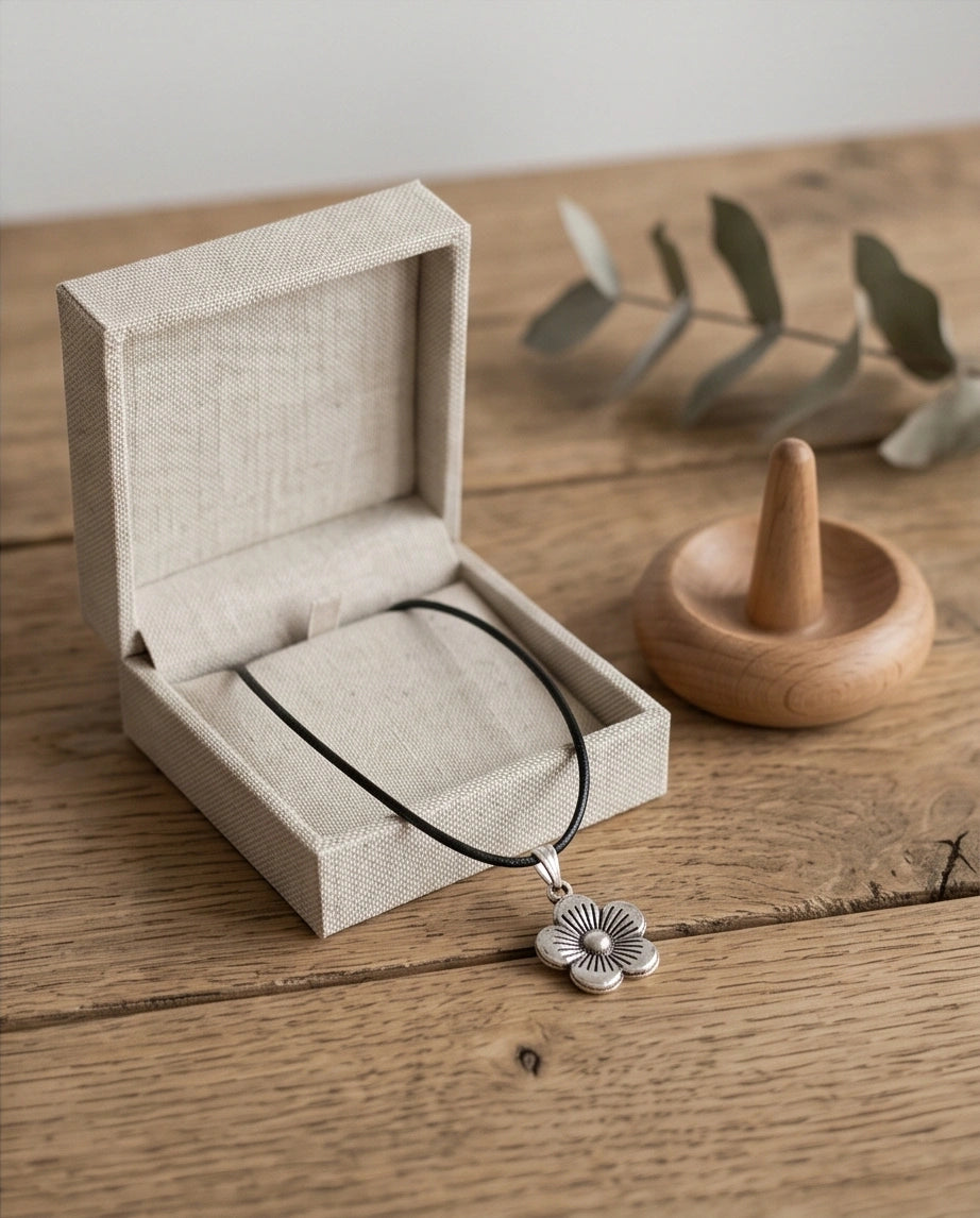 Silver Retro Flower Pendant Necklace