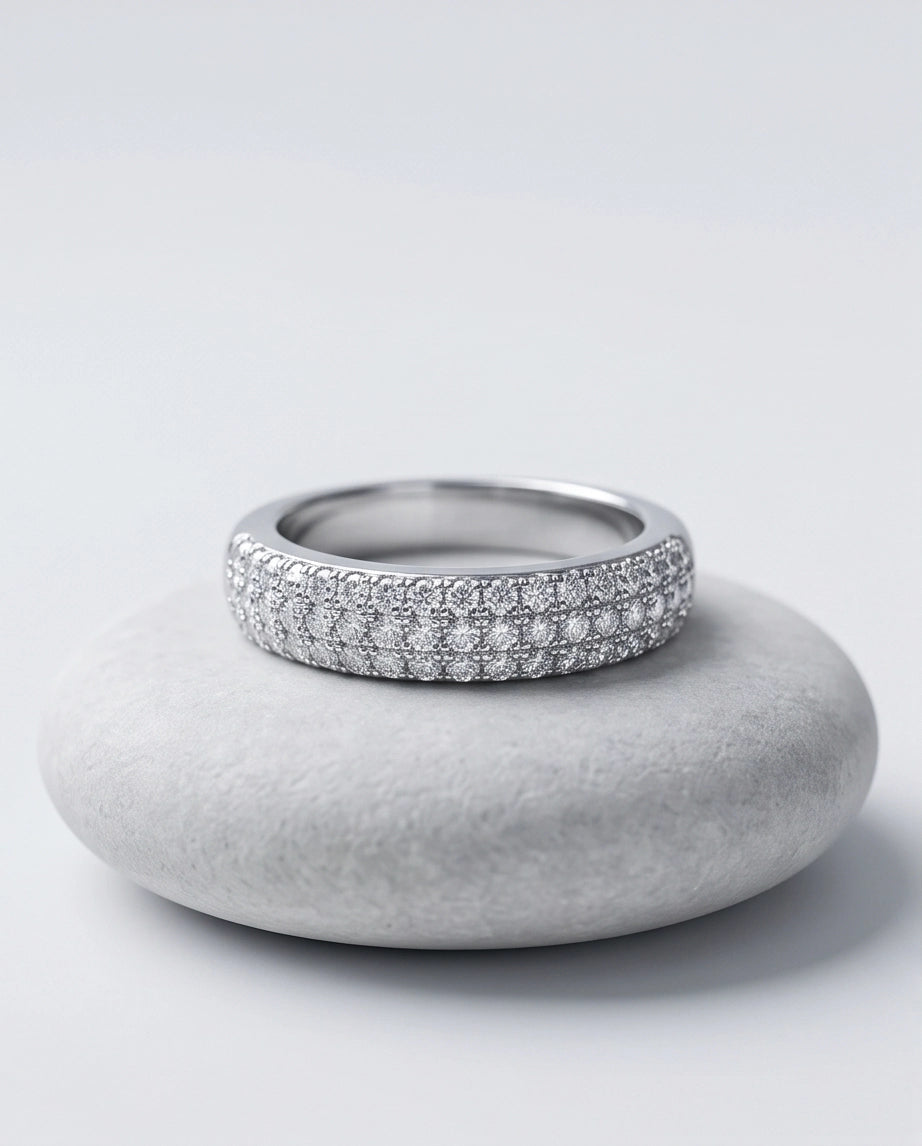 Multi-Row Pavé Curved Dome Band
