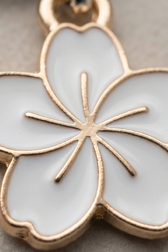 Gold and White Cherry Blossom Necklace