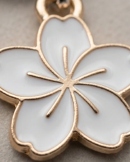 Gold and White Cherry Blossom Necklace