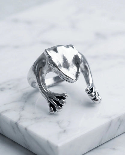 Silver Sculpted Frog Wrap Ring