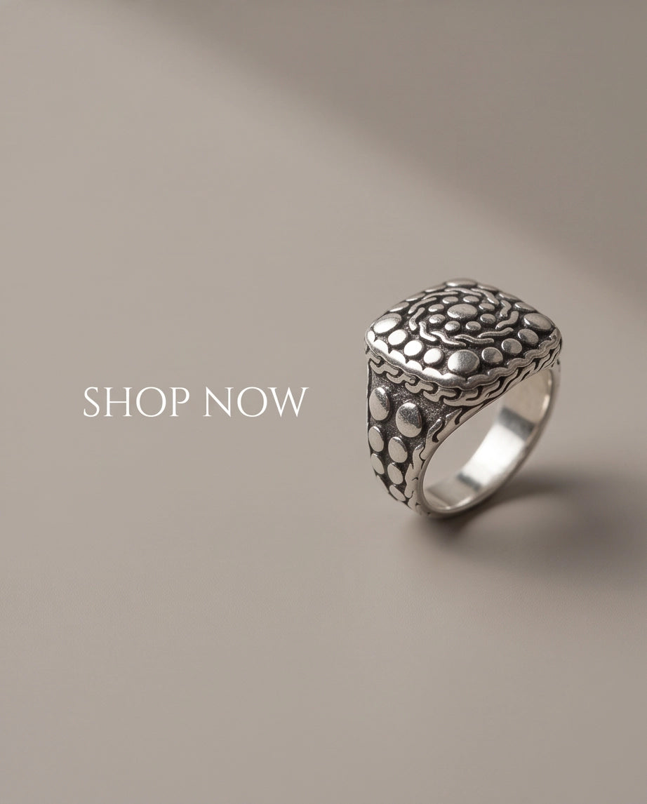 Constellation Studded Cushion Signet Ring