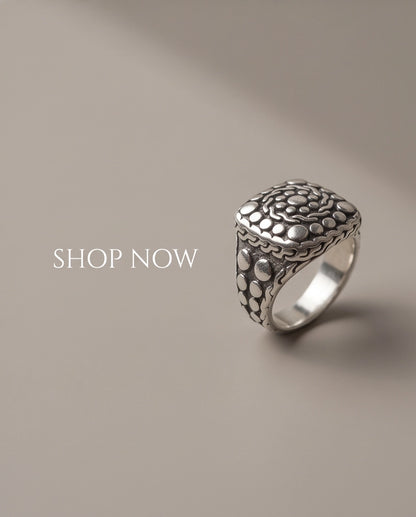 Constellation Studded Cushion Signet Ring