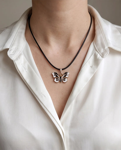 Black & White Butterfly Gift Necklace