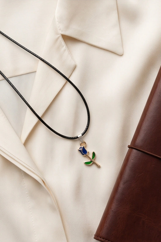 Royal Blue Tulip Rosebud Pendant