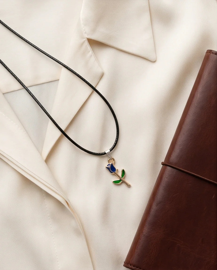 Royal Blue Tulip Rosebud Pendant