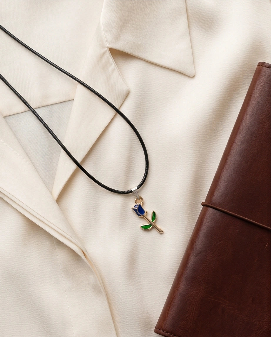 Royal Blue Tulip Rosebud Pendant
