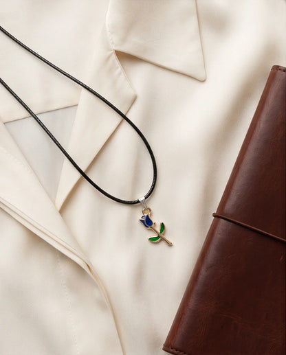 Royal Blue Tulip Rosebud Pendant