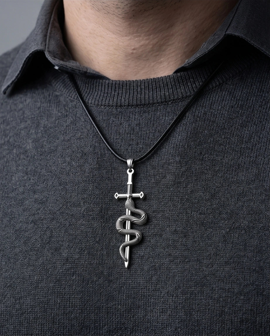 The Jormungandr Serpent Sword Necklace