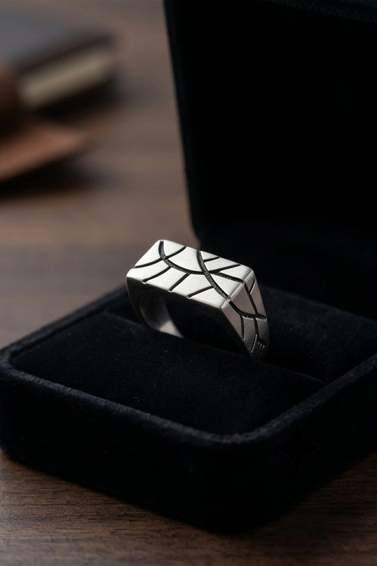 Sterling Silver Abstract Rectangular Signet Ring