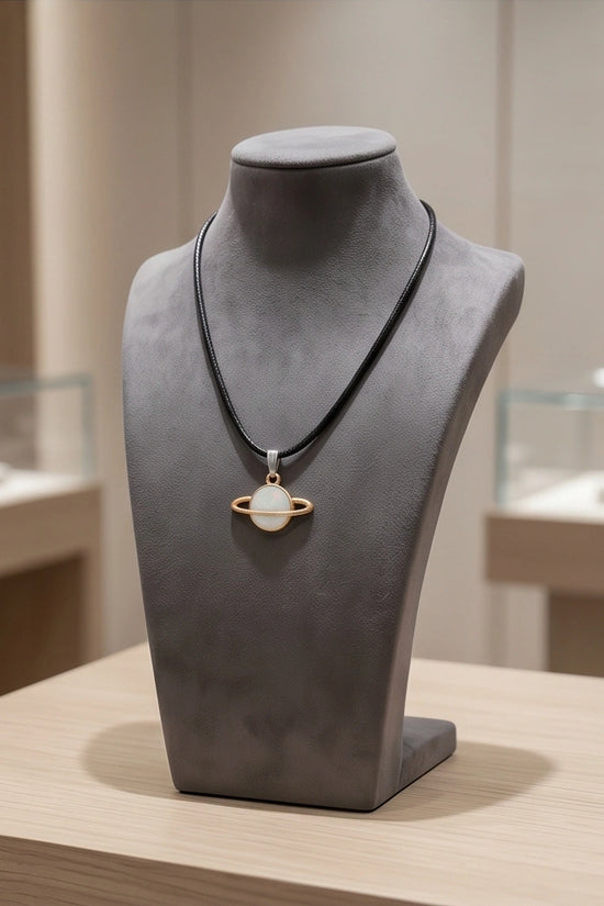 Gold and White Bow Ribbon Necklace