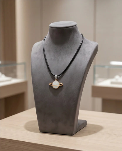 Gold and White Bow Ribbon Necklace