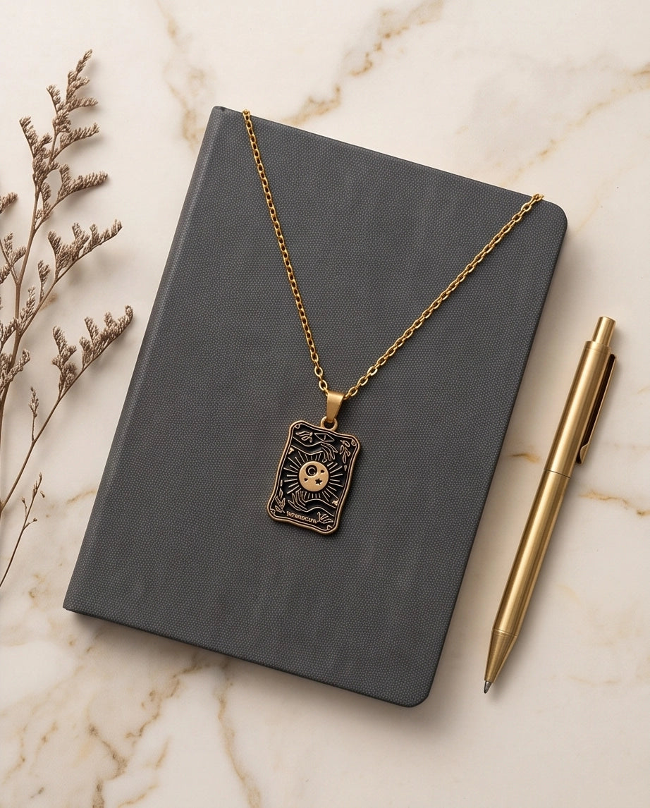 Gold "The Magician" Tarot Card Pendant Necklace