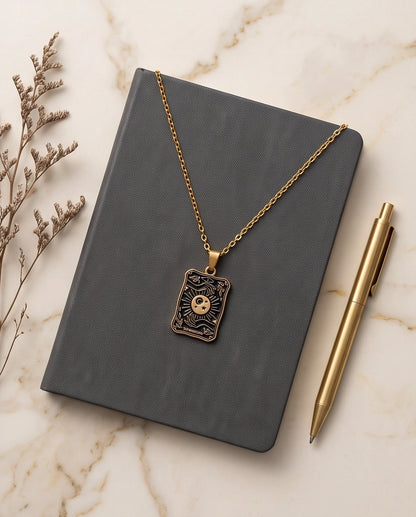 Gold "The Magician" Tarot Card Pendant Necklace