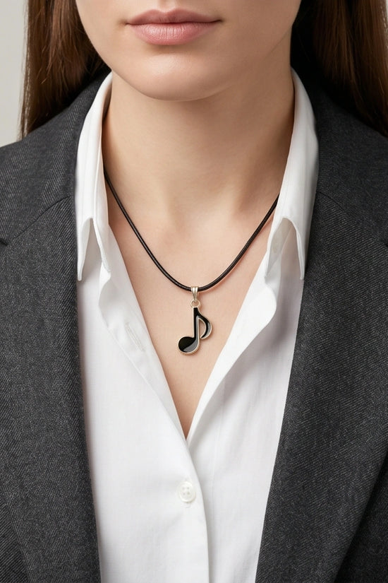 Gold and Black Eighth Note Necklace