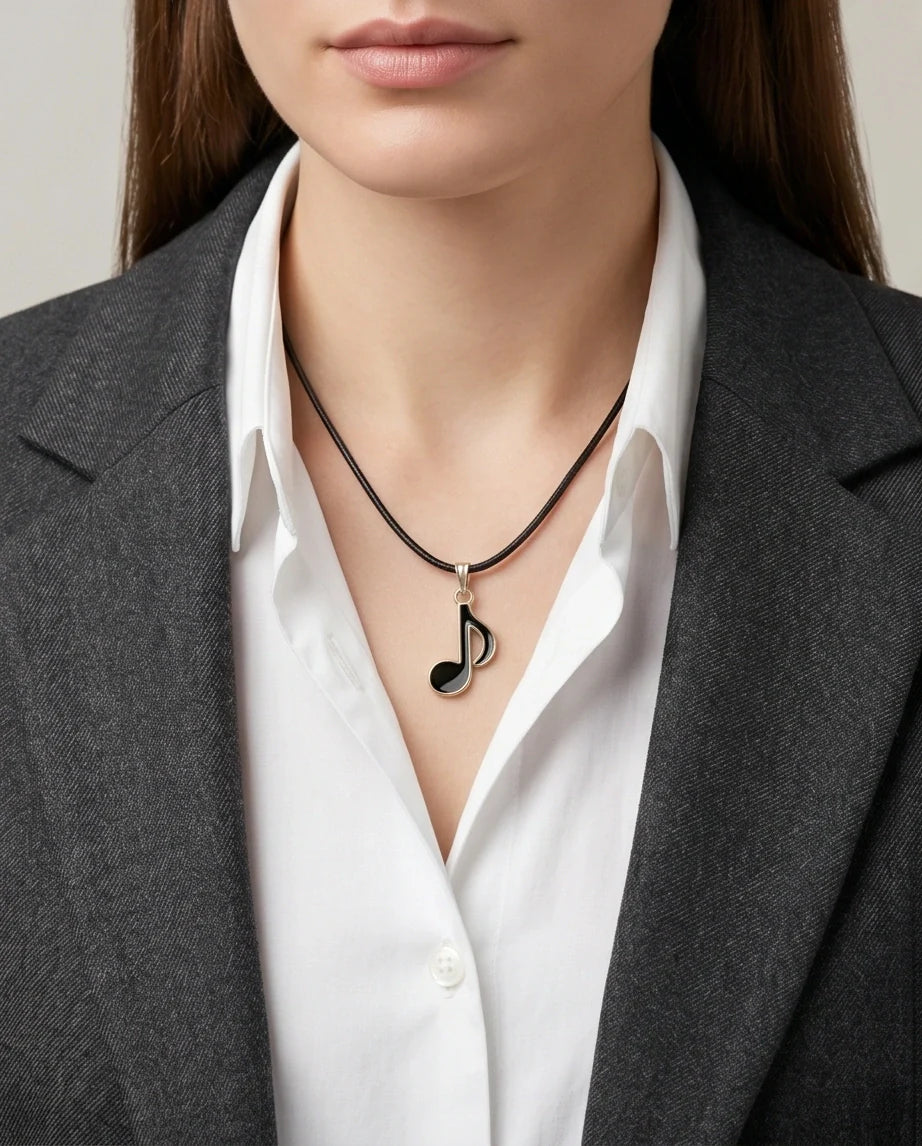 Gold and Black Eighth Note Necklace